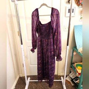 Purple Floral Forever 21 3X maxi dress with sheer sleeves